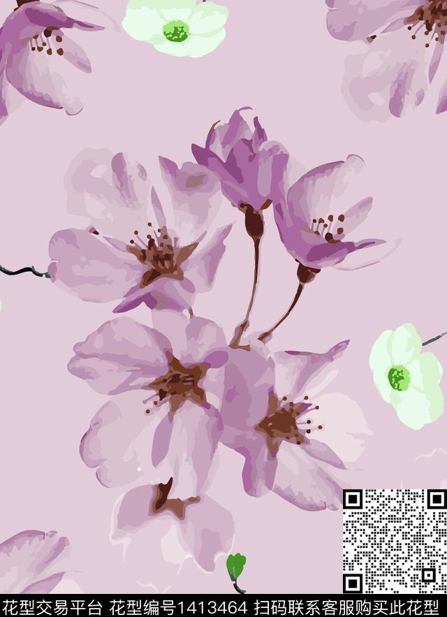 花卉花瓣创意数码印花华亿平台下载（图片编号: 1413464） - 瓦栏（Walan）