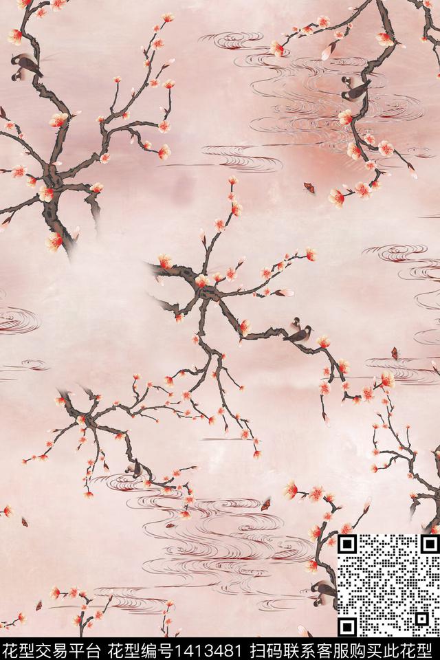 女装花卉旗袍数码印花华亿平台下载（图片编号: 1413481） - 瓦栏（Walan）