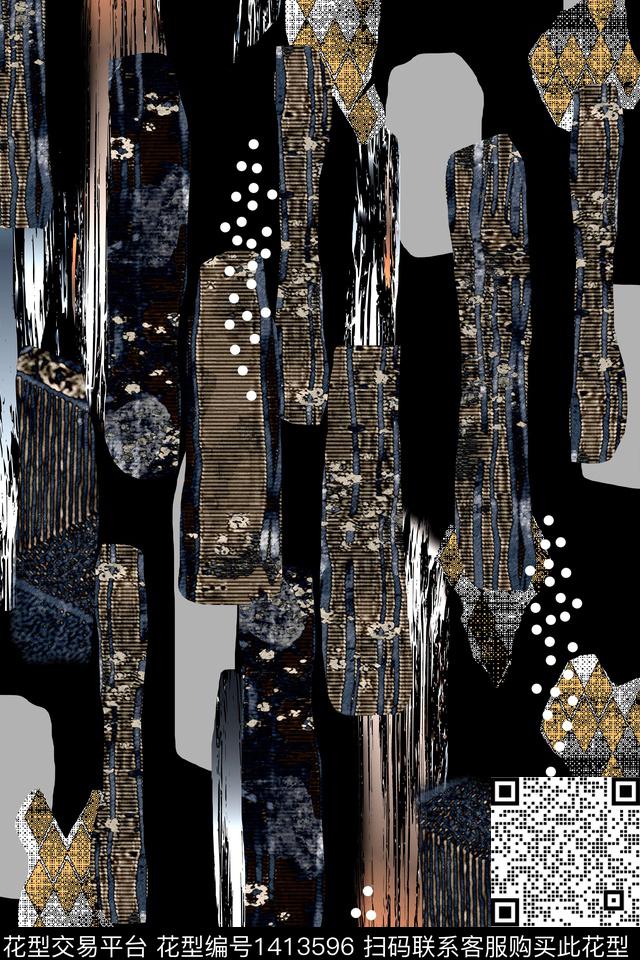 肌理抽象波点数码印花华亿平台下载（图片编号: 1413596） - 瓦栏（Walan）