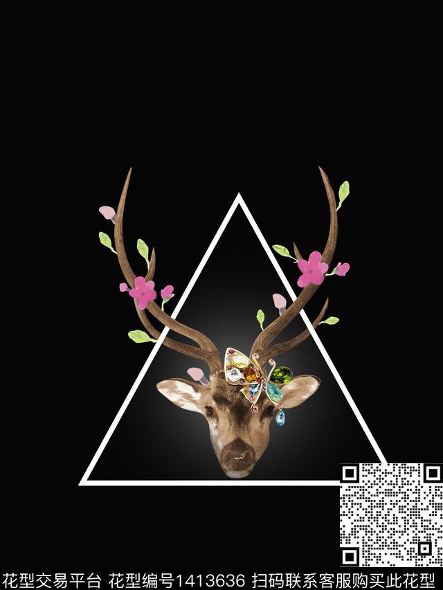 鹿简约年轻女性数码印花华亿平台下载（图片编号: 1413636） - 瓦栏（Walan）