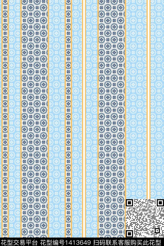 几何传统纹样大牌风传统印花华亿平台下载（图片编号: 1413649） - 瓦栏（Walan）