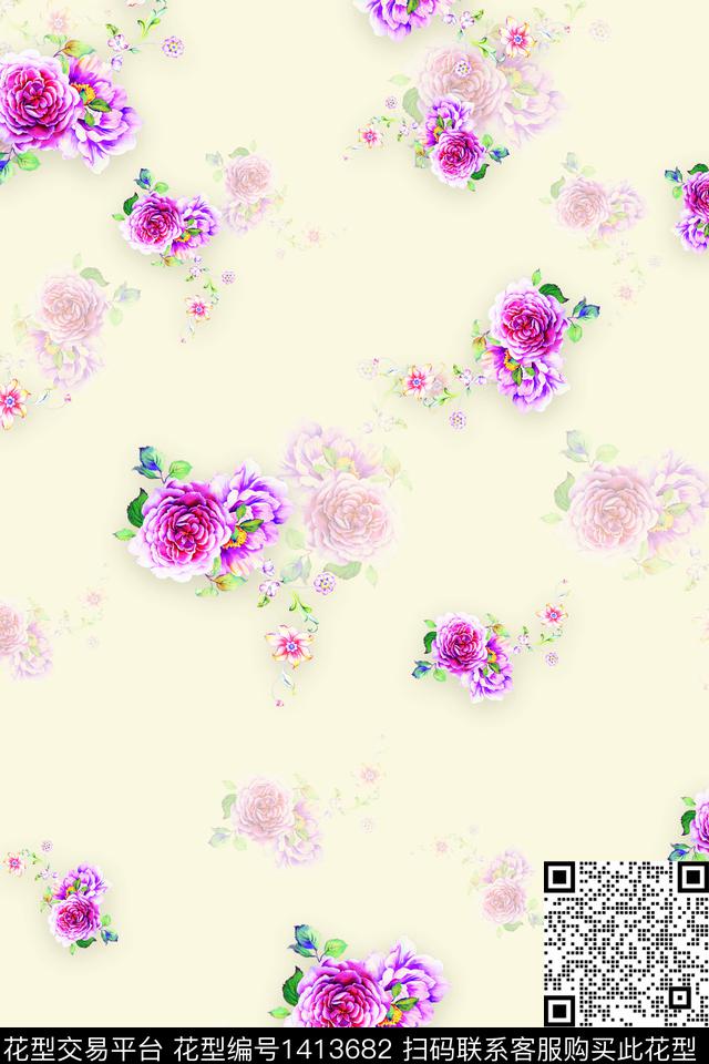 花卉中国风小碎花数码印花华亿平台下载（图片编号: 1413682） - 瓦栏（Walan）