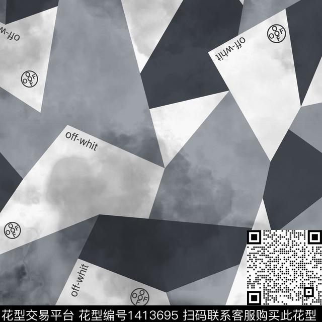 几何字母扎染华亿平台传统印花华亿平台下载（图片编号: 1413695） - 瓦栏（Walan）