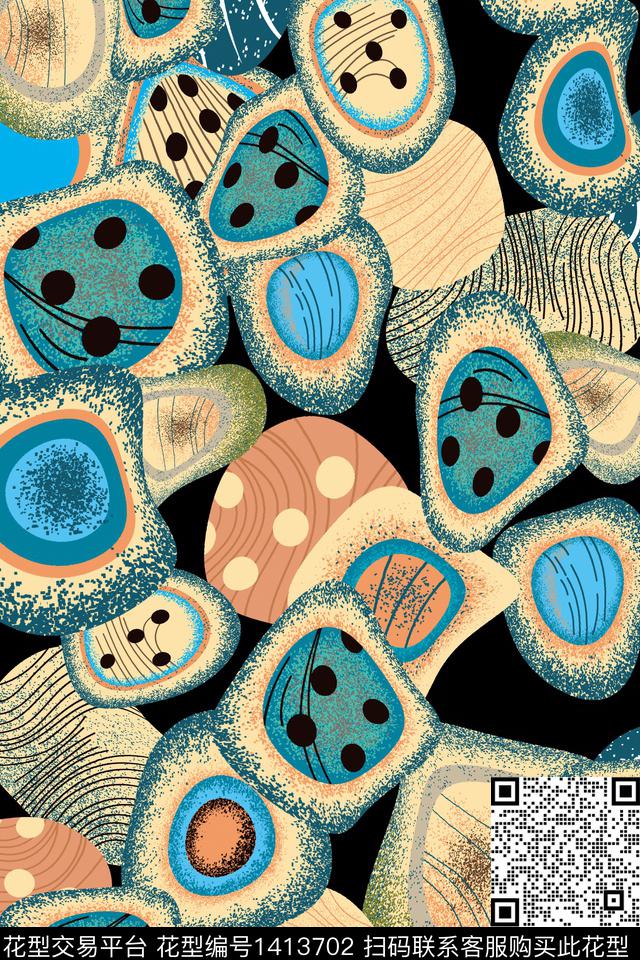 几何香云纱真丝数码印花华亿平台下载（图片编号: 1413702） - 瓦栏（Walan）