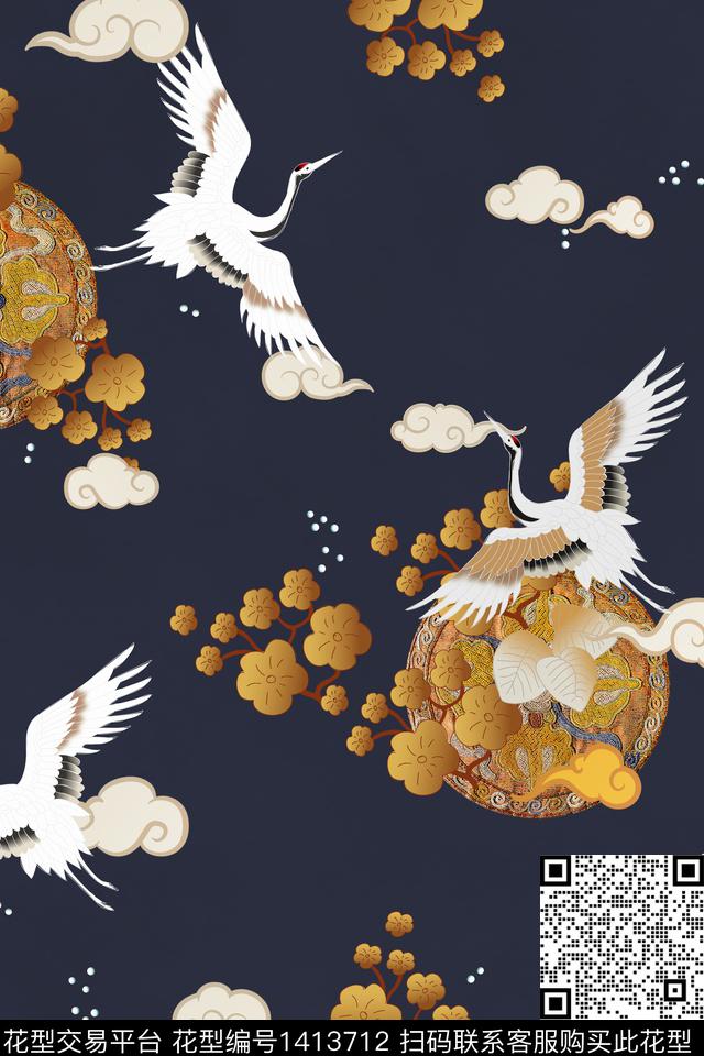 花卉旗袍香云纱数码印花华亿平台下载（图片编号: 1413712） - 瓦栏（Walan）