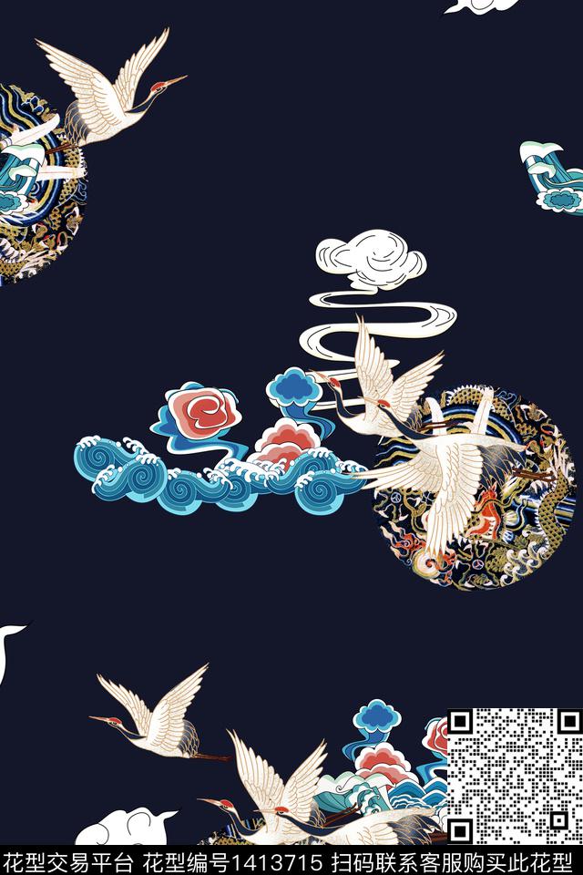 花卉旗袍香云纱数码印花华亿平台下载（图片编号: 1413715） - 瓦栏（Walan）