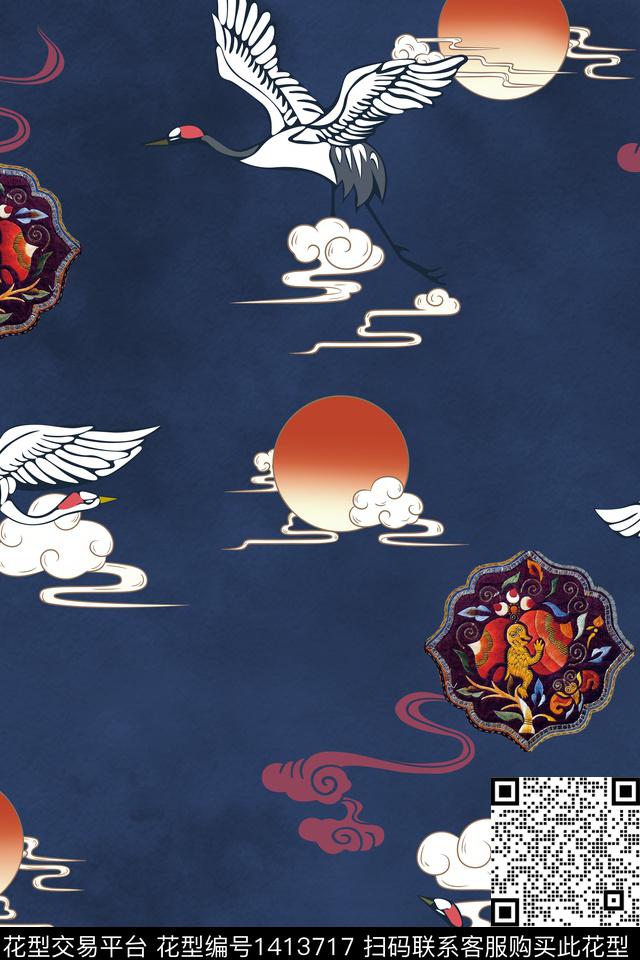 花卉旗袍香云纱数码印花华亿平台下载（图片编号: 1413717） - 瓦栏（Walan）