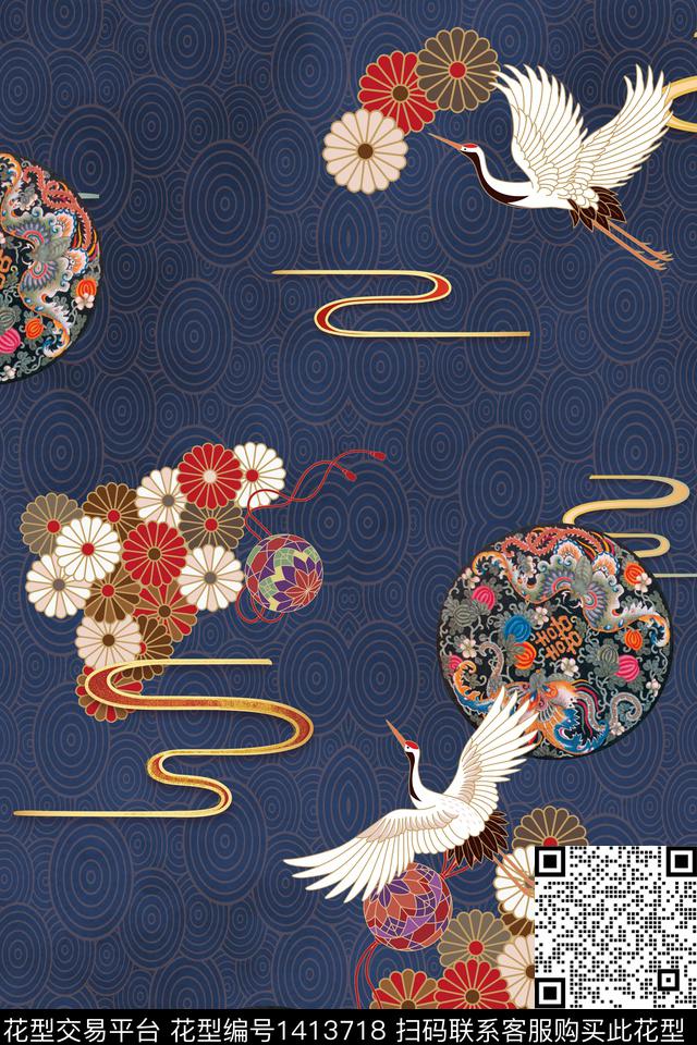 花卉旗袍香云纱数码印花华亿平台下载（图片编号: 1413718） - 瓦栏（Walan）