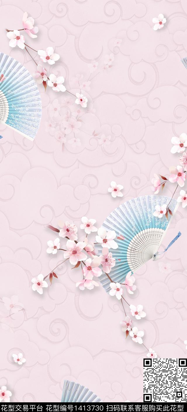 花卉旗袍真丝数码印花华亿平台下载（图片编号: 1413730） - 瓦栏（Walan）