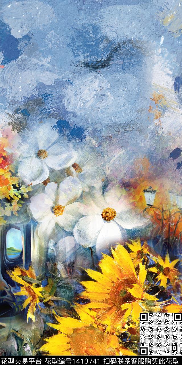 几何女装定位花花卉数码印花华亿平台下载（图片编号: 1413741） - 瓦栏（Walan）