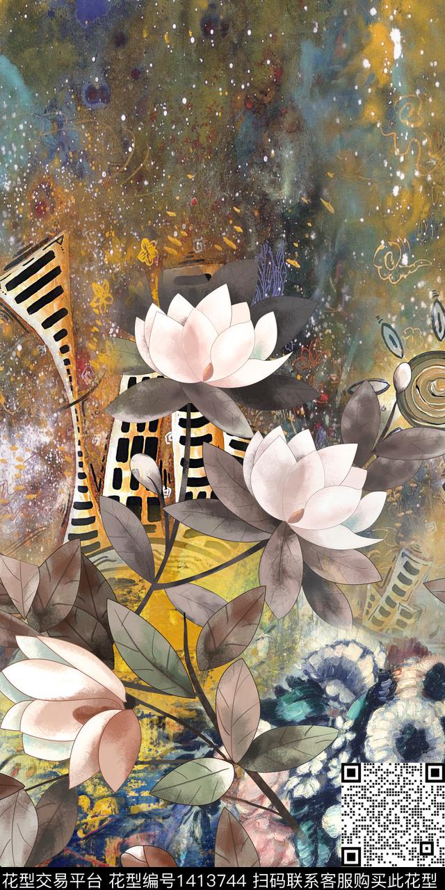 几何女装定位花花卉数码印花华亿平台下载（图片编号: 1413744） - 瓦栏（Walan）