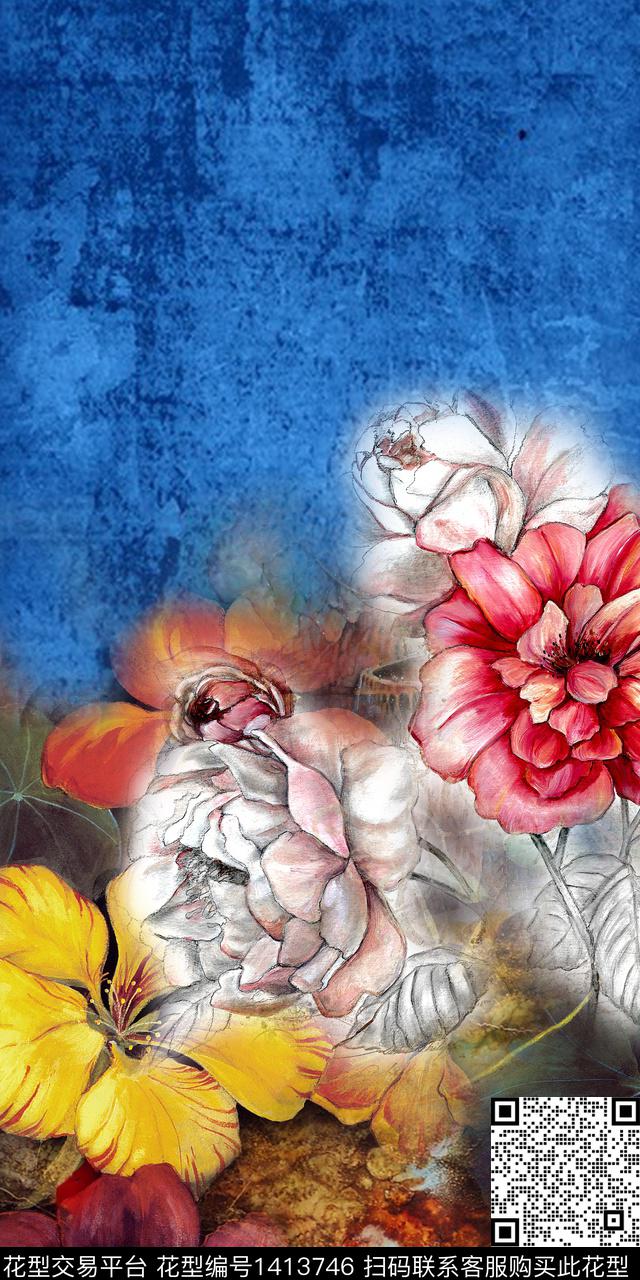 几何女装定位花花卉数码印花华亿平台下载（图片编号: 1413746） - 瓦栏（Walan）