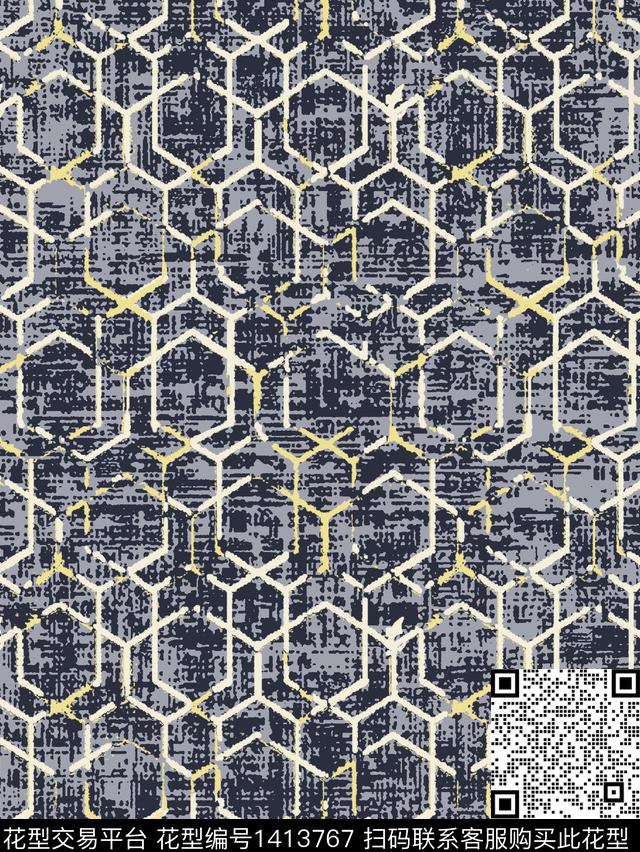 线条简约几何花卉传统印花华亿平台下载（图片编号: 1413767） - 瓦栏（Walan）