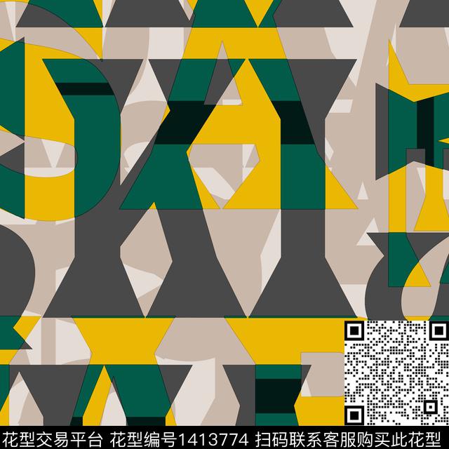 纸印花几何男装满版花传统印花华亿平台下载（图片编号: 1413774） - 瓦栏（Walan）