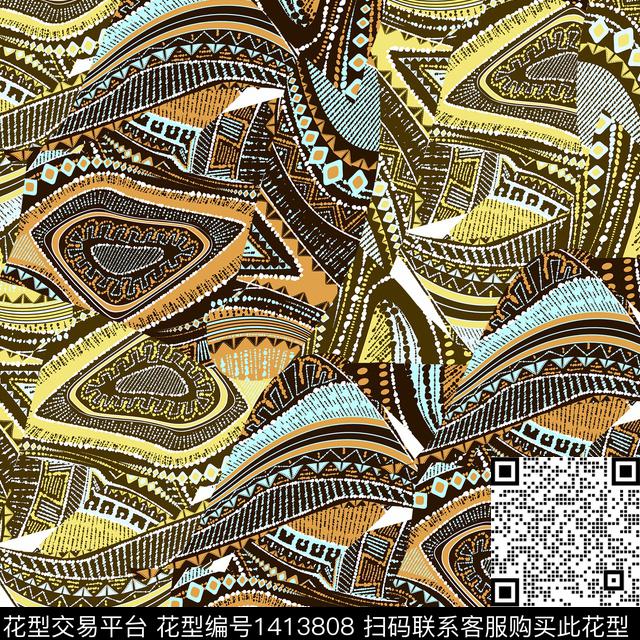 几何大牌风小清新数码印花华亿平台下载（图片编号: 1413808） - 瓦栏（Walan）