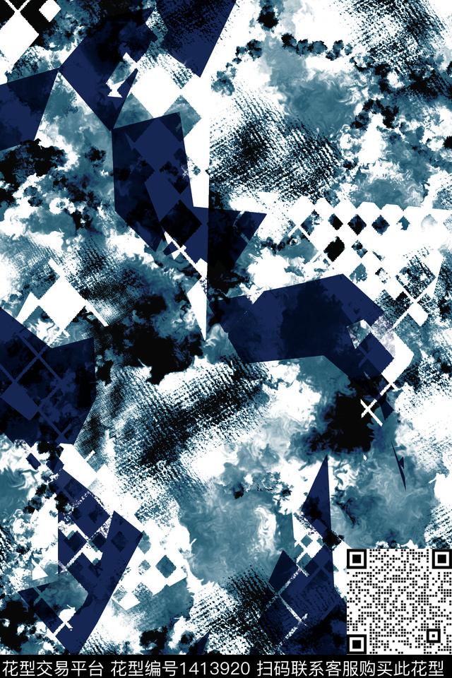 几何男装满版花大牌风传统印花华亿平台下载（图片编号: 1413920） - 瓦栏（Walan）