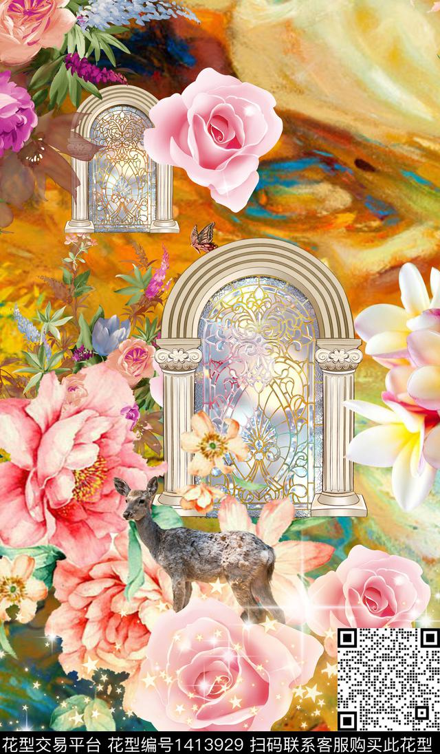 鲜花女装定位花花卉数码印花华亿平台下载（图片编号: 1413929） - 瓦栏（Walan）