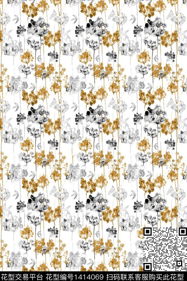 花卉大牌风小清新数码印花华亿平台下载（图片编号: 1414069） - 瓦栏（Walan）