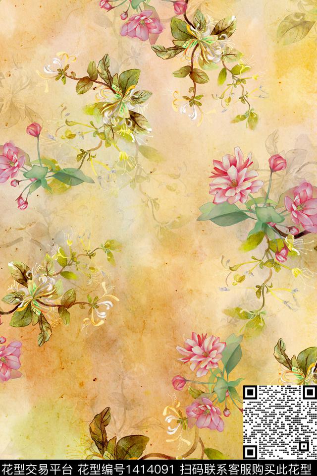 民族花卉数码印花华亿平台下载（图片编号: 1414091） - 瓦栏（Walan）
