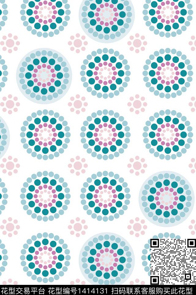 几何几何花卉大牌风数码印花华亿平台下载（图片编号: 1414131） - 瓦栏（Walan）