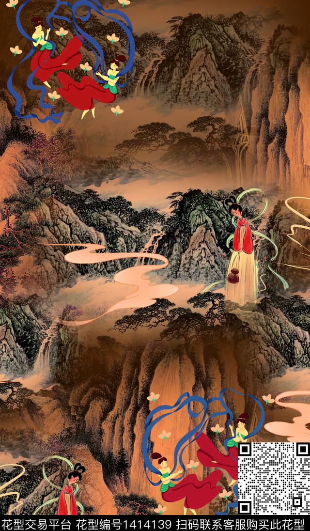 连衣裙香云纱中国风传统印花华亿平台下载（图片编号: 1414139） - 瓦栏（Walan）