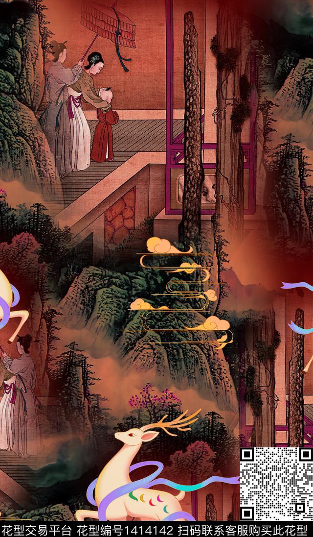 连衣裙香云纱中国风传统印花华亿平台下载（图片编号: 1414142） - 瓦栏（Walan）