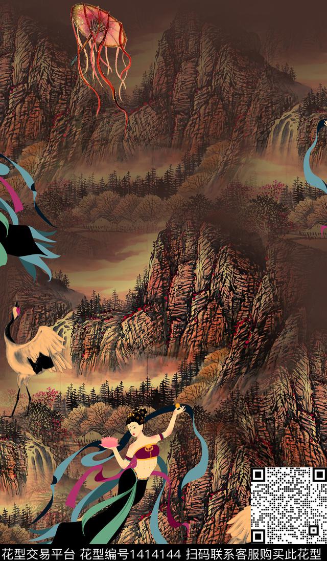 连衣裙香云纱中国风传统印花华亿平台下载（图片编号: 1414144） - 瓦栏（Walan）