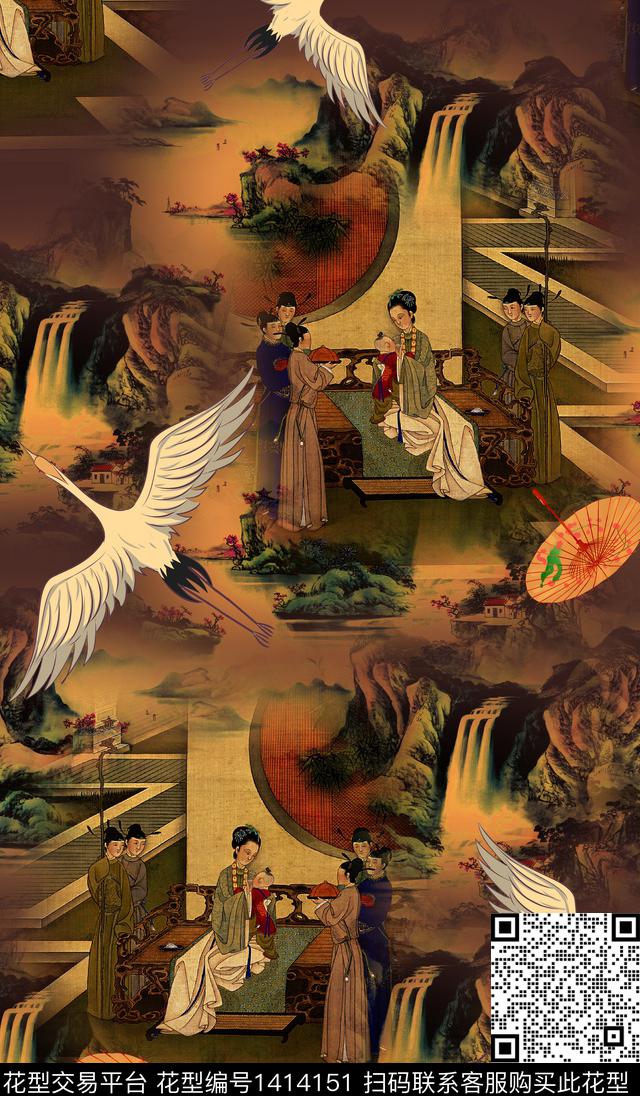 连衣裙香云纱中国风传统印花华亿平台下载（图片编号: 1414151） - 瓦栏（Walan）