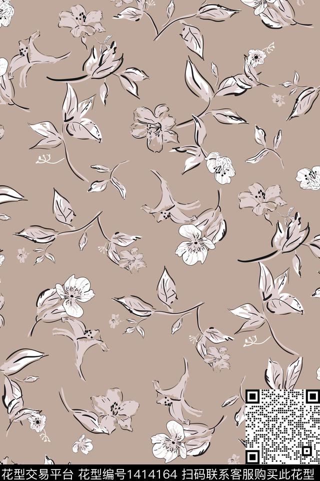 抽象花卉清爽底花卉花卉传统印花华亿平台下载（图片编号: 1414164） - 瓦栏（Walan）
