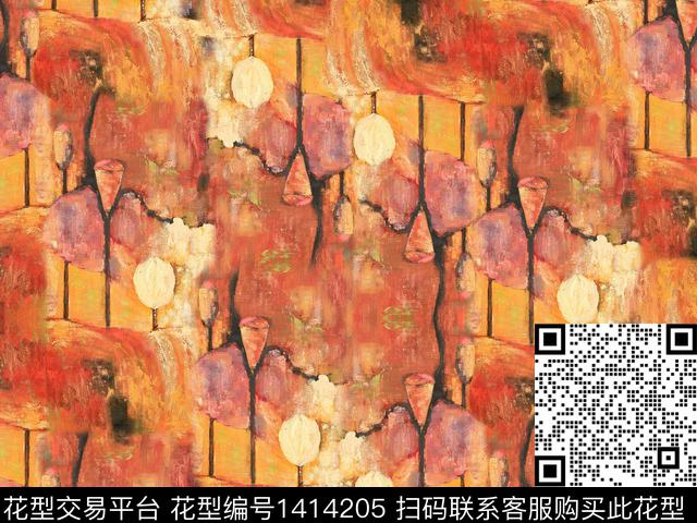 涂鸦花卉大牌风传统印花华亿平台下载（图片编号: 1414205） - 瓦栏（Walan）