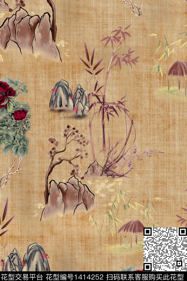 连衣裙香云纱中国风传统印花华亿平台下载（图片编号: 1414252） - 瓦栏（Walan）