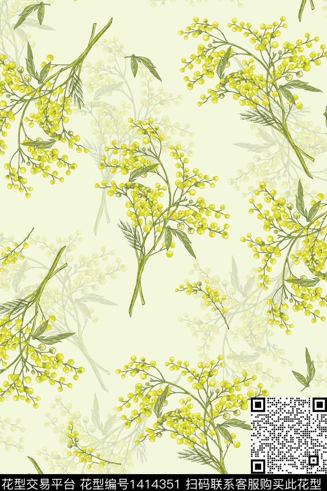 绿植树叶大牌风小清新传统印花华亿平台下载（图片编号: 1414351） - 瓦栏（Walan）