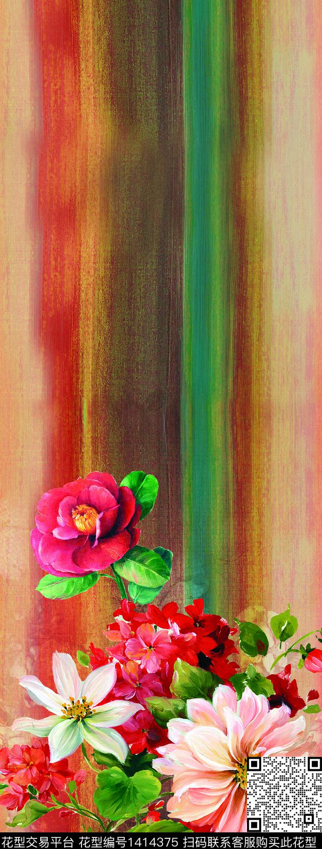 彩底花卉女装定位花数码华亿平台数码印花华亿平台下载（图片编号: 1414375） - 瓦栏（Walan）