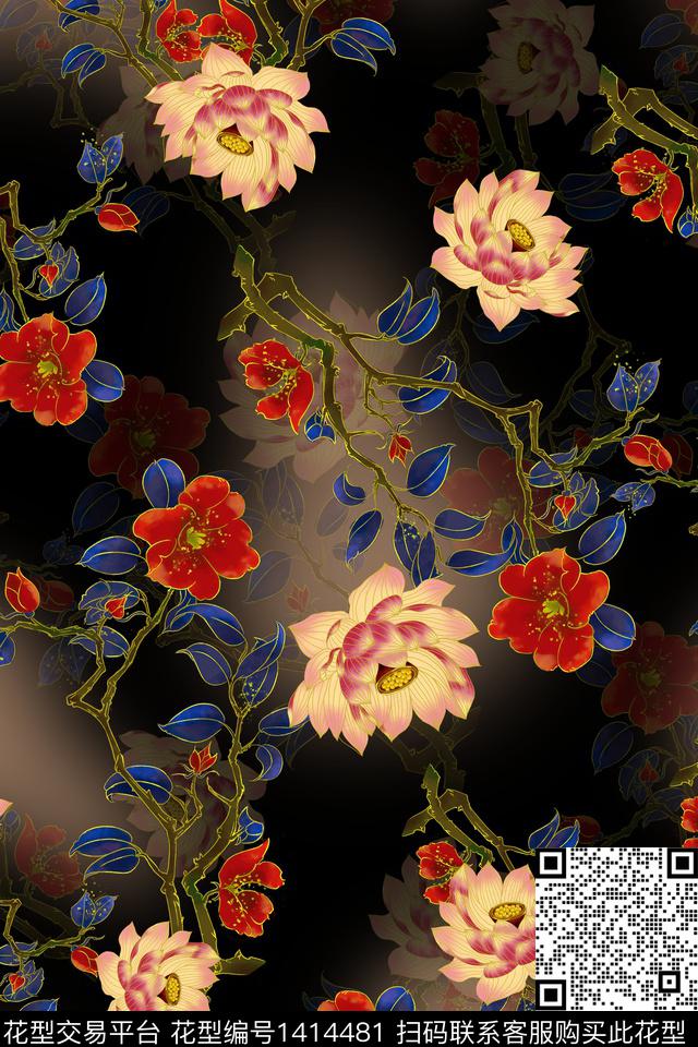 连衣裙香云纱中国风传统印花华亿平台下载（图片编号: 1414481） - 瓦栏（Walan）