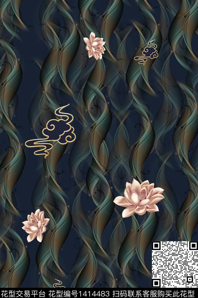 连衣裙香云纱中国风传统印花华亿平台下载（图片编号: 1414483） - 瓦栏（Walan）