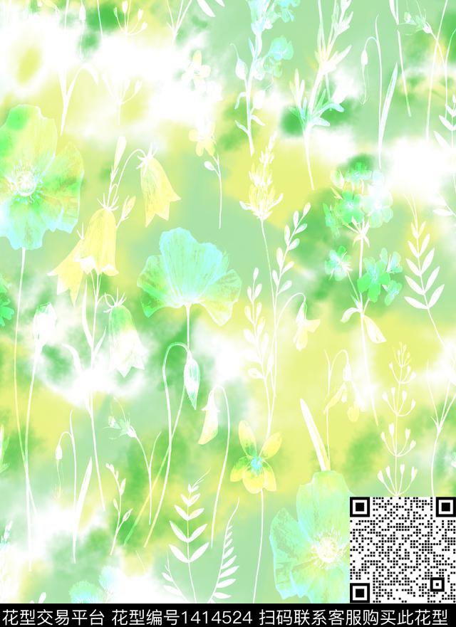 扎染华亿平台大牌风真丝数码印花华亿平台下载（图片编号: 1414524） - 瓦栏（Walan）