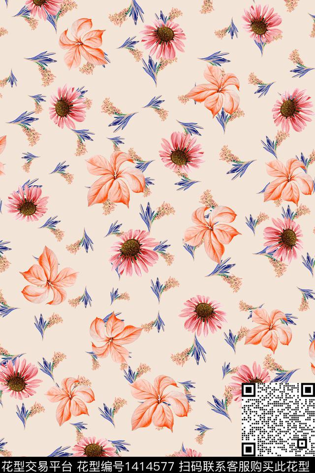 连衣裙花卉小碎花传统印花华亿平台下载（图片编号: 1414577） - 瓦栏（Walan）