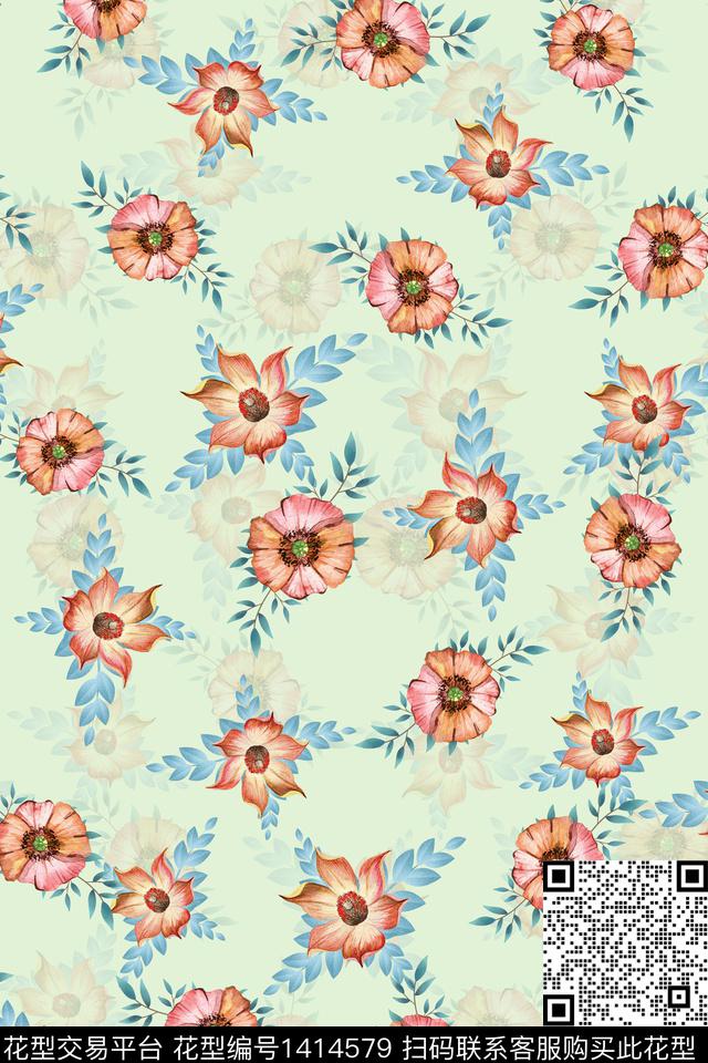 连衣裙花卉小碎花传统印花华亿平台下载（图片编号: 1414579） - 瓦栏（Walan）