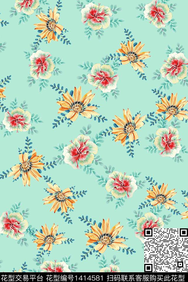 连衣裙花卉小碎花传统印花华亿平台下载（图片编号: 1414581） - 瓦栏（Walan）