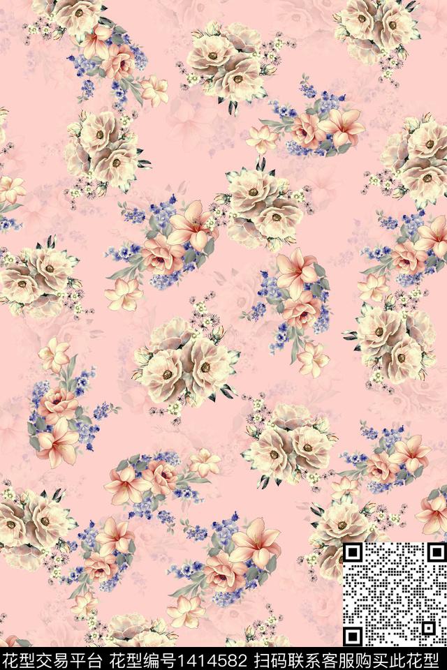 连衣裙花卉小碎花传统印花华亿平台下载（图片编号: 1414582） - 瓦栏（Walan）