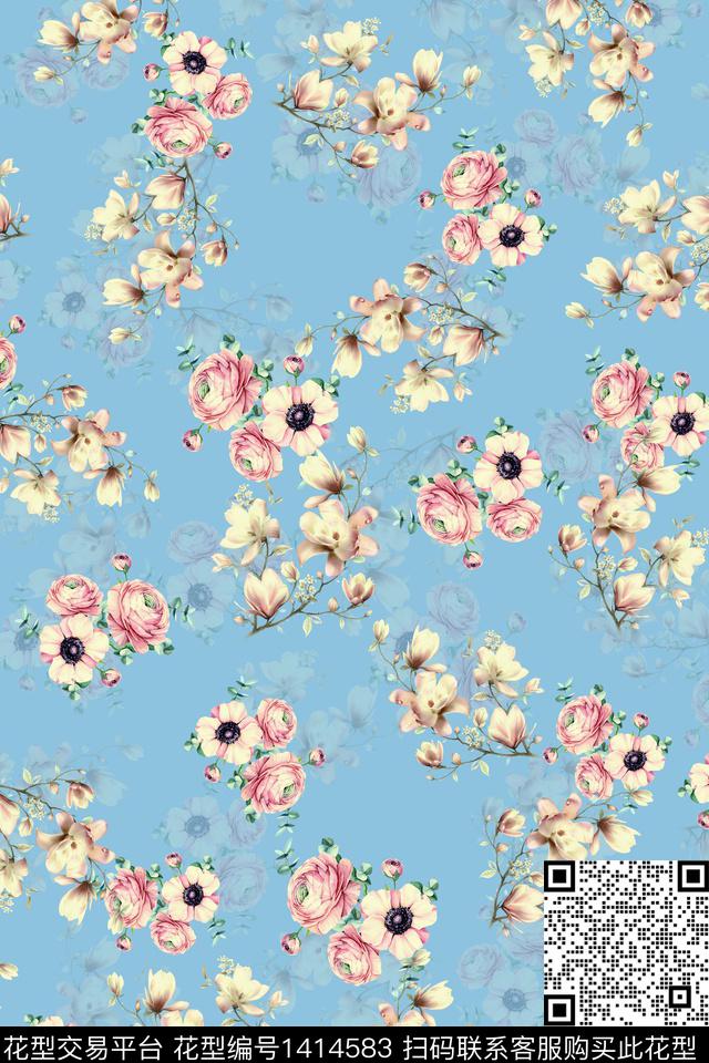 连衣裙花卉小碎花传统印花华亿平台下载（图片编号: 1414583） - 瓦栏（Walan）