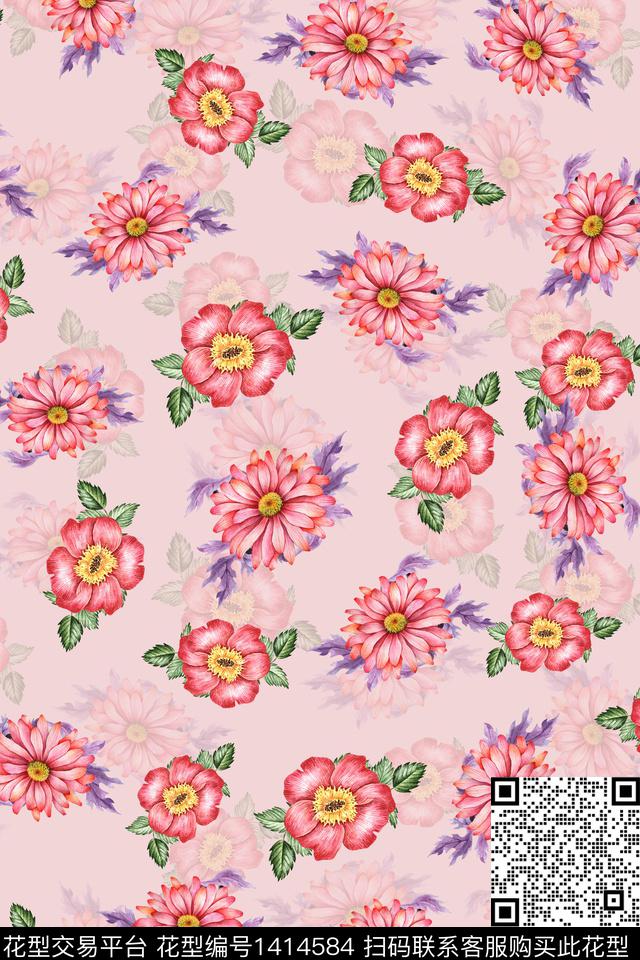 连衣裙花卉小碎花传统印花华亿平台下载（图片编号: 1414584） - 瓦栏（Walan）