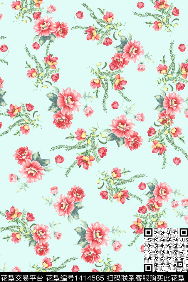 连衣裙花卉小碎花传统印花华亿平台下载（图片编号: 1414585） - 瓦栏（Walan）