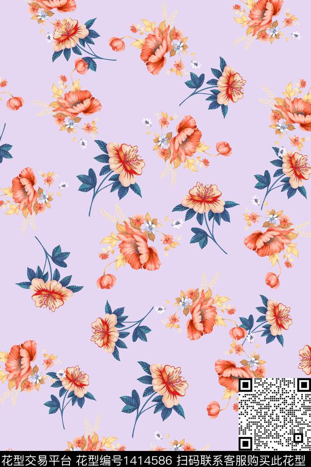 连衣裙花卉小碎花传统印花华亿平台下载（图片编号: 1414586） - 瓦栏（Walan）