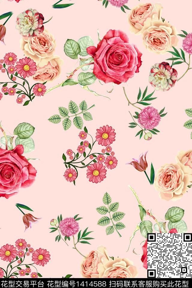 连衣裙花卉小碎花传统印花华亿平台下载（图片编号: 1414588） - 瓦栏（Walan）