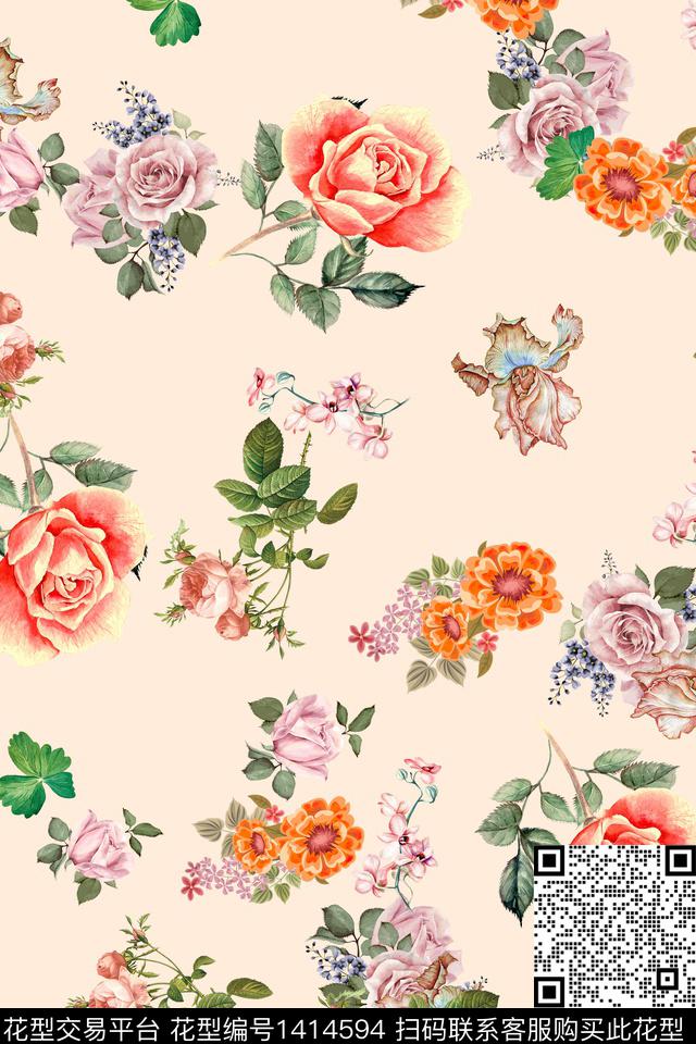 连衣裙花卉小碎花传统印花华亿平台下载（图片编号: 1414594） - 瓦栏（Walan）