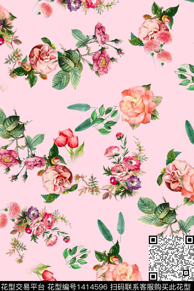 连衣裙花卉小碎花传统印花华亿平台下载（图片编号: 1414596） - 瓦栏（Walan）