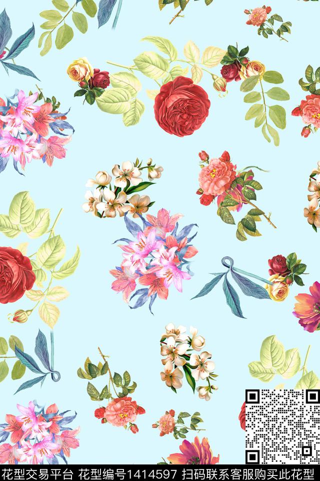 连衣裙花卉小碎花传统印花华亿平台下载（图片编号: 1414597） - 瓦栏（Walan）