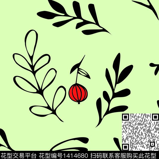 绿植树叶花卉花瓣数码印花华亿平台下载（图片编号: 1414680） - 瓦栏（Walan）