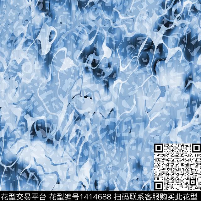 时尚抽象男装大牌风数码印花华亿平台下载（图片编号: 1414688） - 瓦栏（Walan）